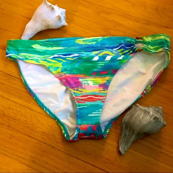 RALPH LAUREN Beautiful NWT bikini bottoms tropical print blue green coral white - Picture 2 of 16
